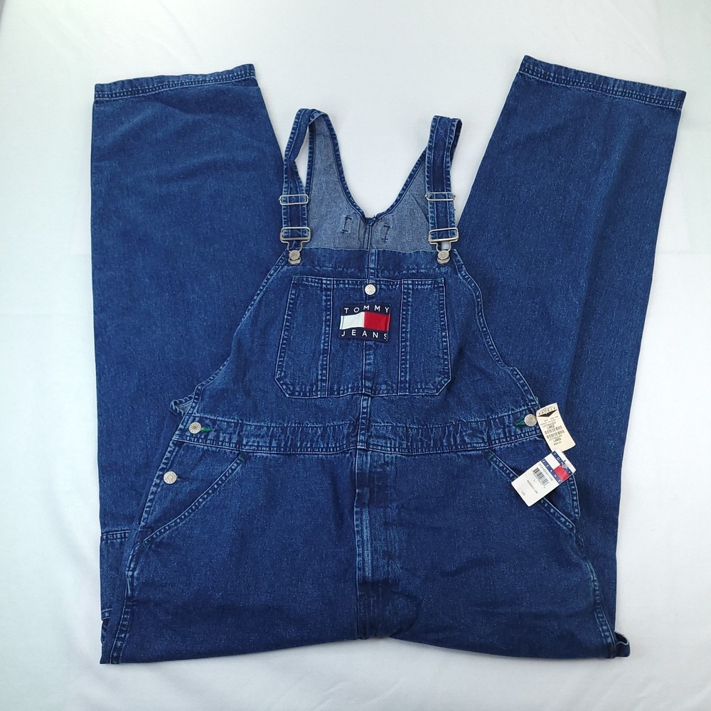 NOS VTG Tommy Hilfiger Denim Bib Overalls Mens Large Carpenter Loose Hiphop Y2K